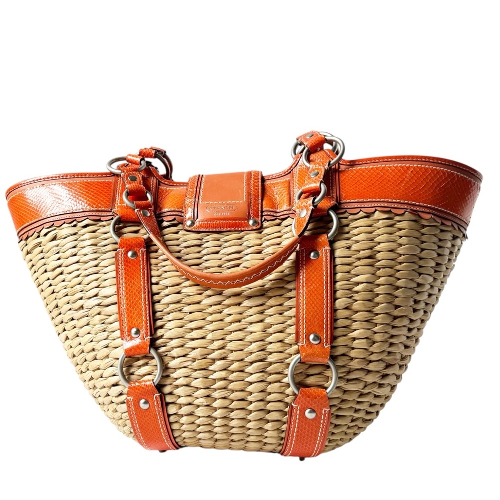 Coach Vintage Limited Edition Jasmine XL Straw Tote Bag | NWT - Picture 4 of 15